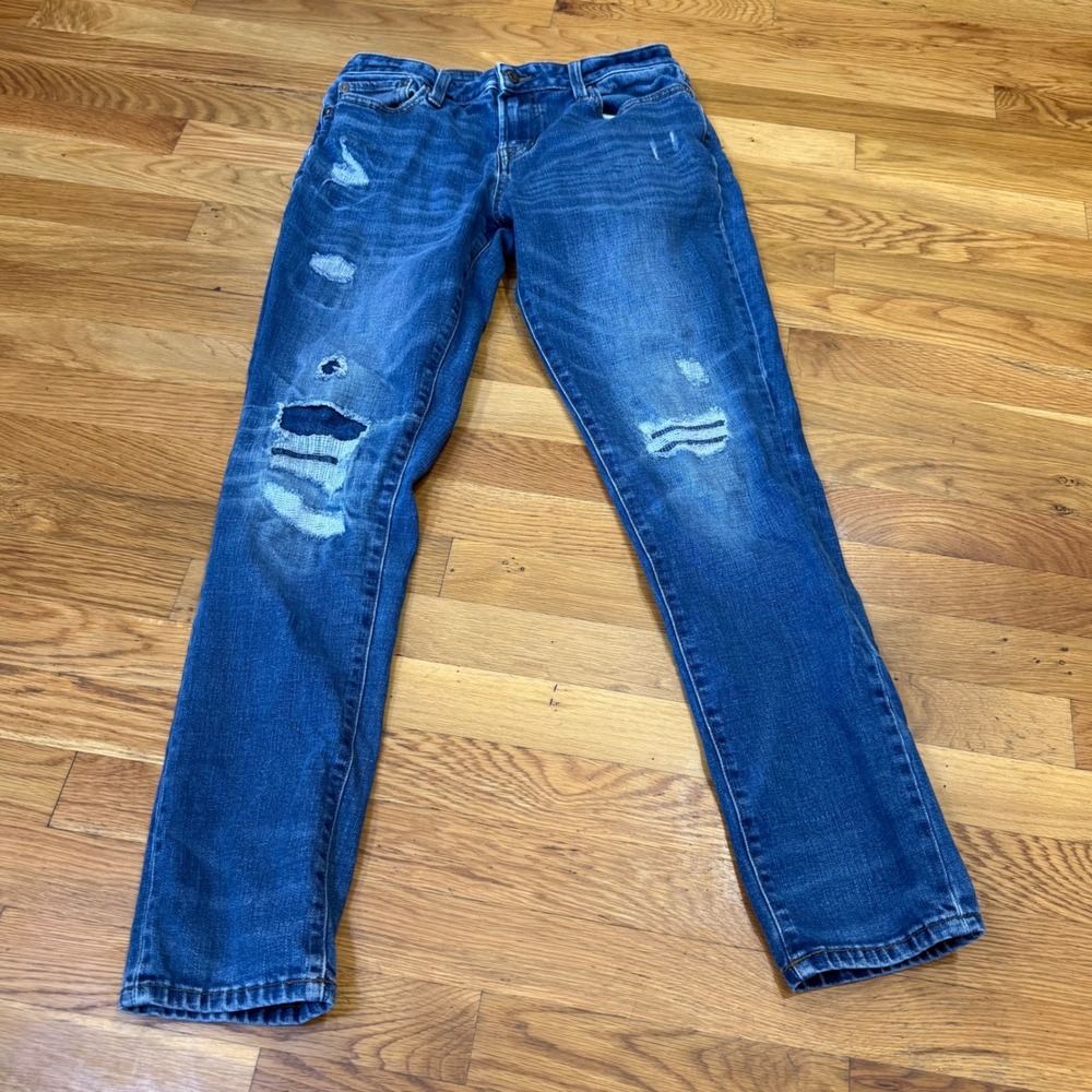 Aeropostale Mens Athletic Skinny Distressed Ripped Jeans Blue‎ 28x32 Medium Wash